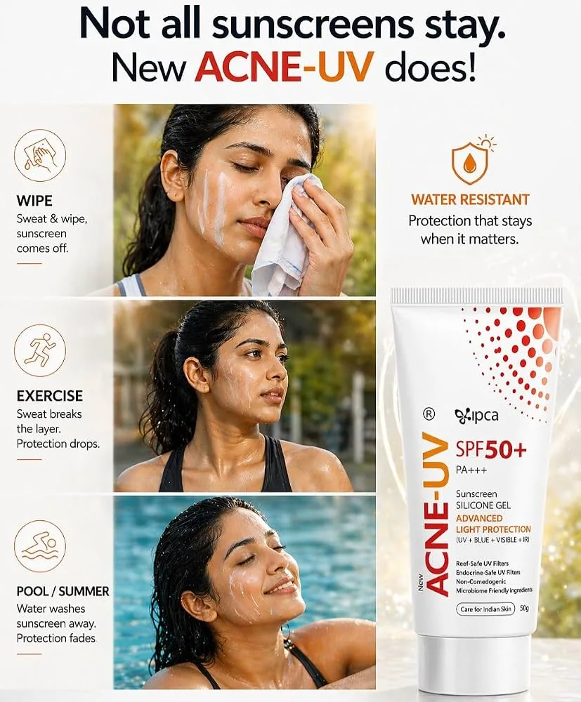 Ipca Acne UV Gel SPF 50 | Matte Finish Sunscreen | Oil-Free Protection for Acne-Prone Skin-5