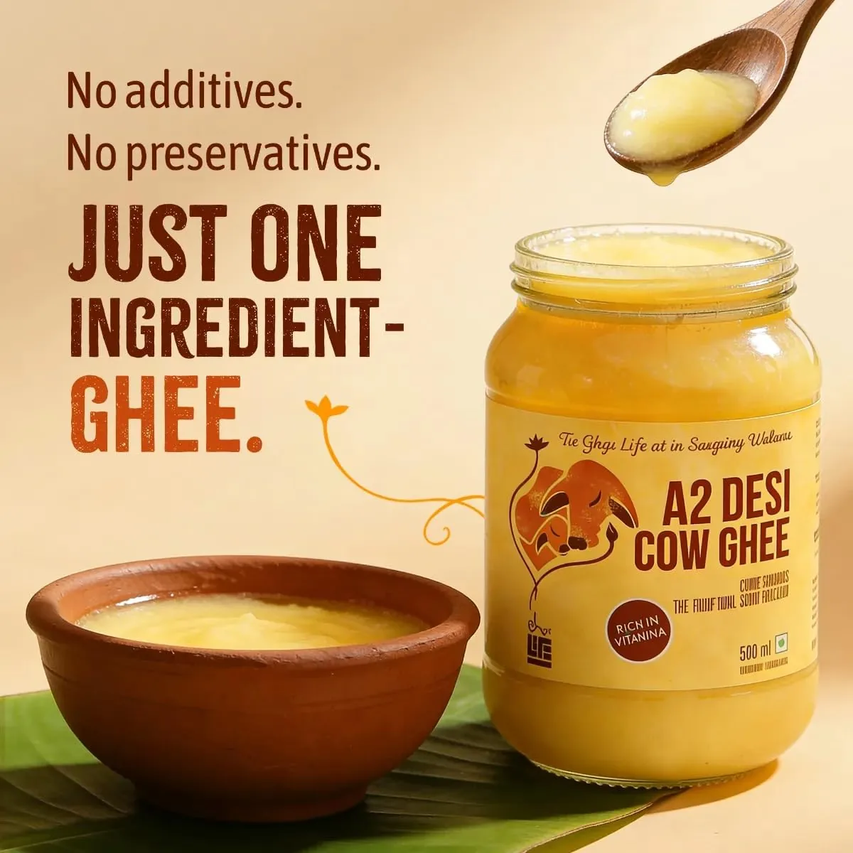 Isha Life Pure A2 Desi Cow Ghee | Traditional Bilona Curd Churned Ghee | Grass-Fed Desi Cow Milk-1