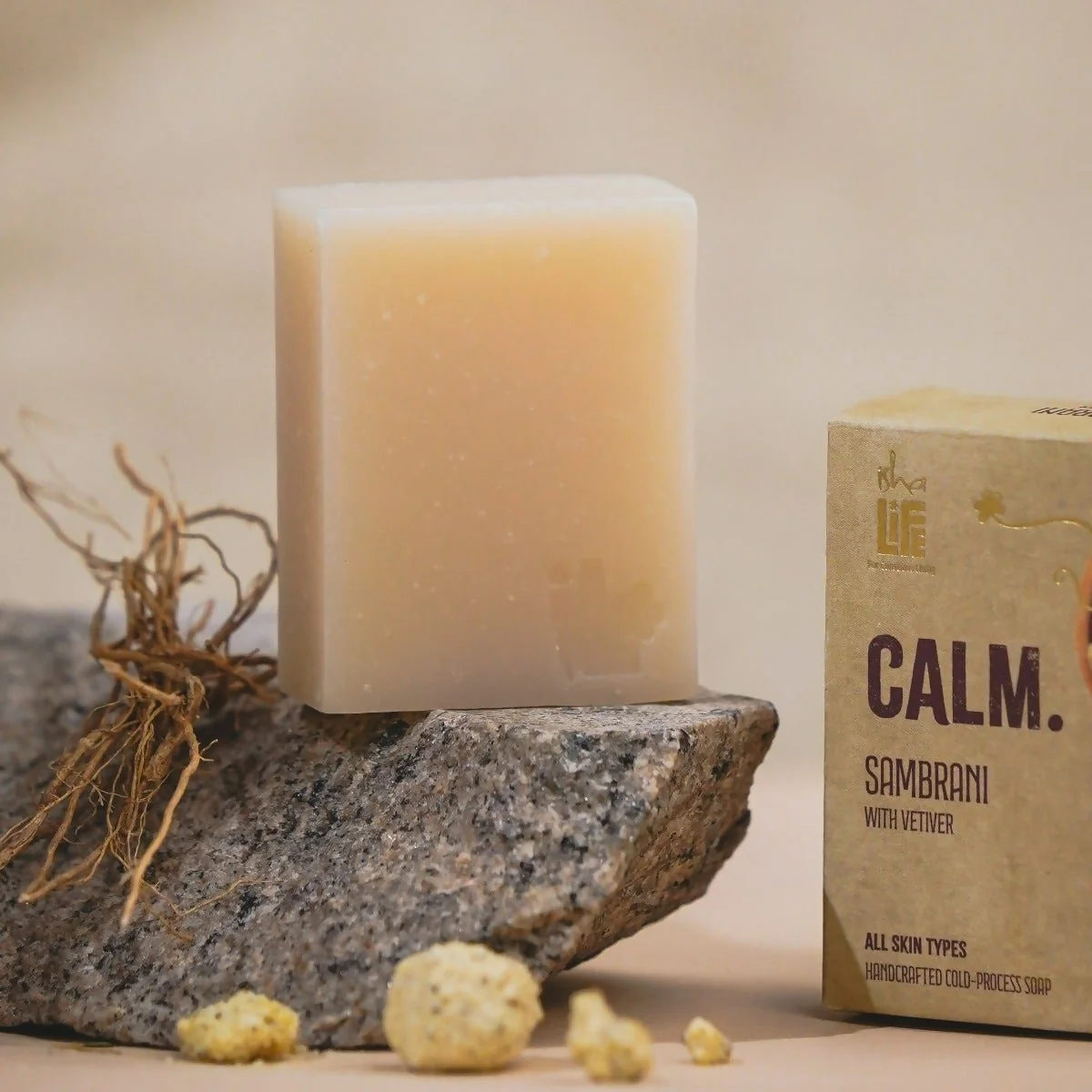 Isha Life Calm. Sambrani With Vetiver Handcrafted Soap | Cold-Processed Bathing Bar | Earthy Aromatherapy for All Skin Types-7