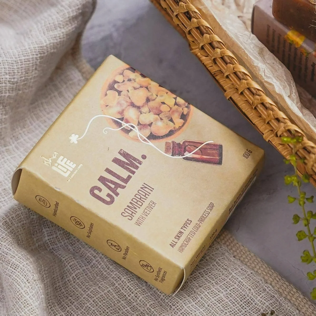 Isha Life Calm. Sambrani With Vetiver Handcrafted Soap | Cold-Processed Bathing Bar | Earthy Aromatherapy for All Skin Types-1
