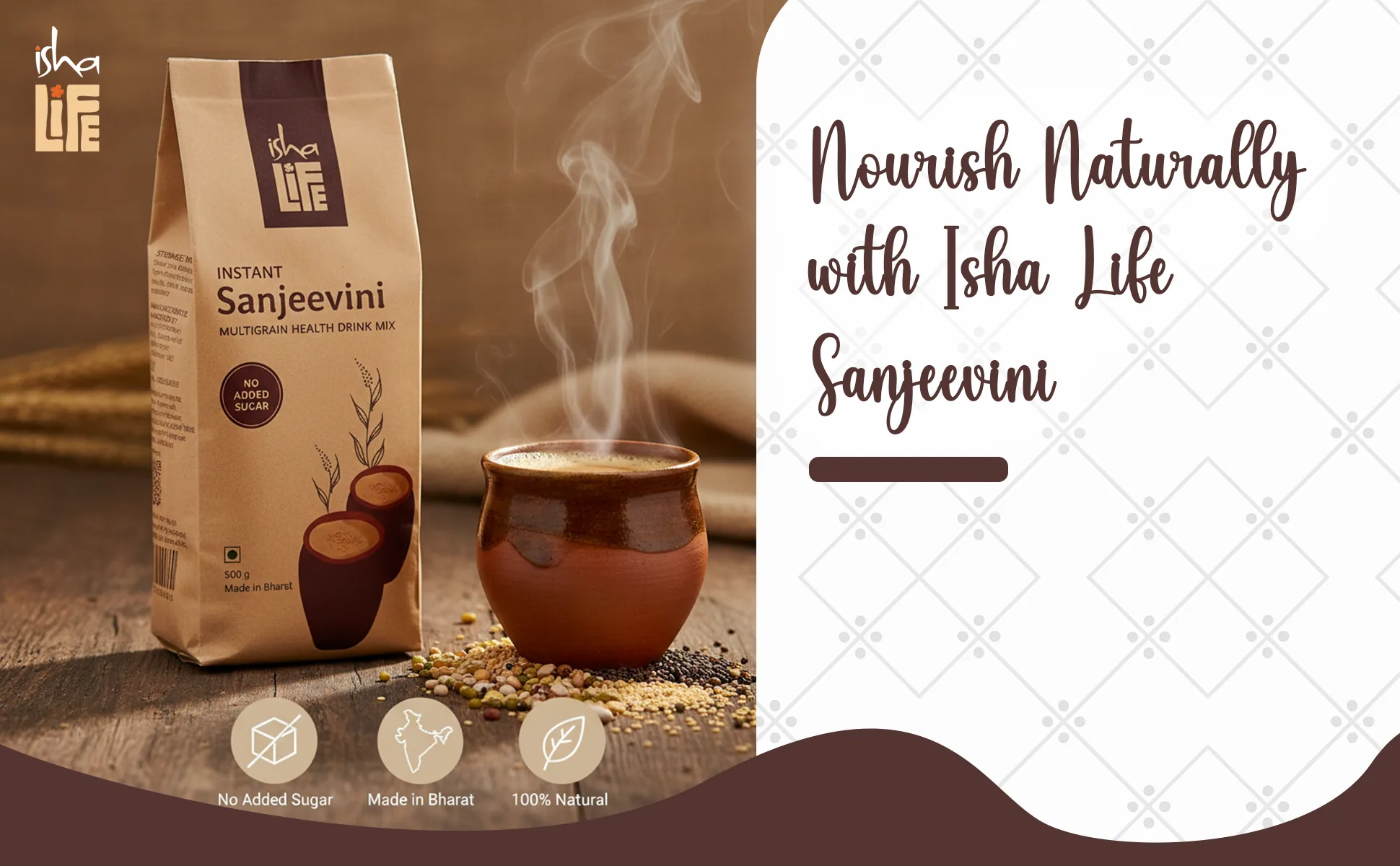 Isha Life Sanjeevini Multigrain Health Drink Mix | Traditional Millet Porridge | No Added Sugar-2