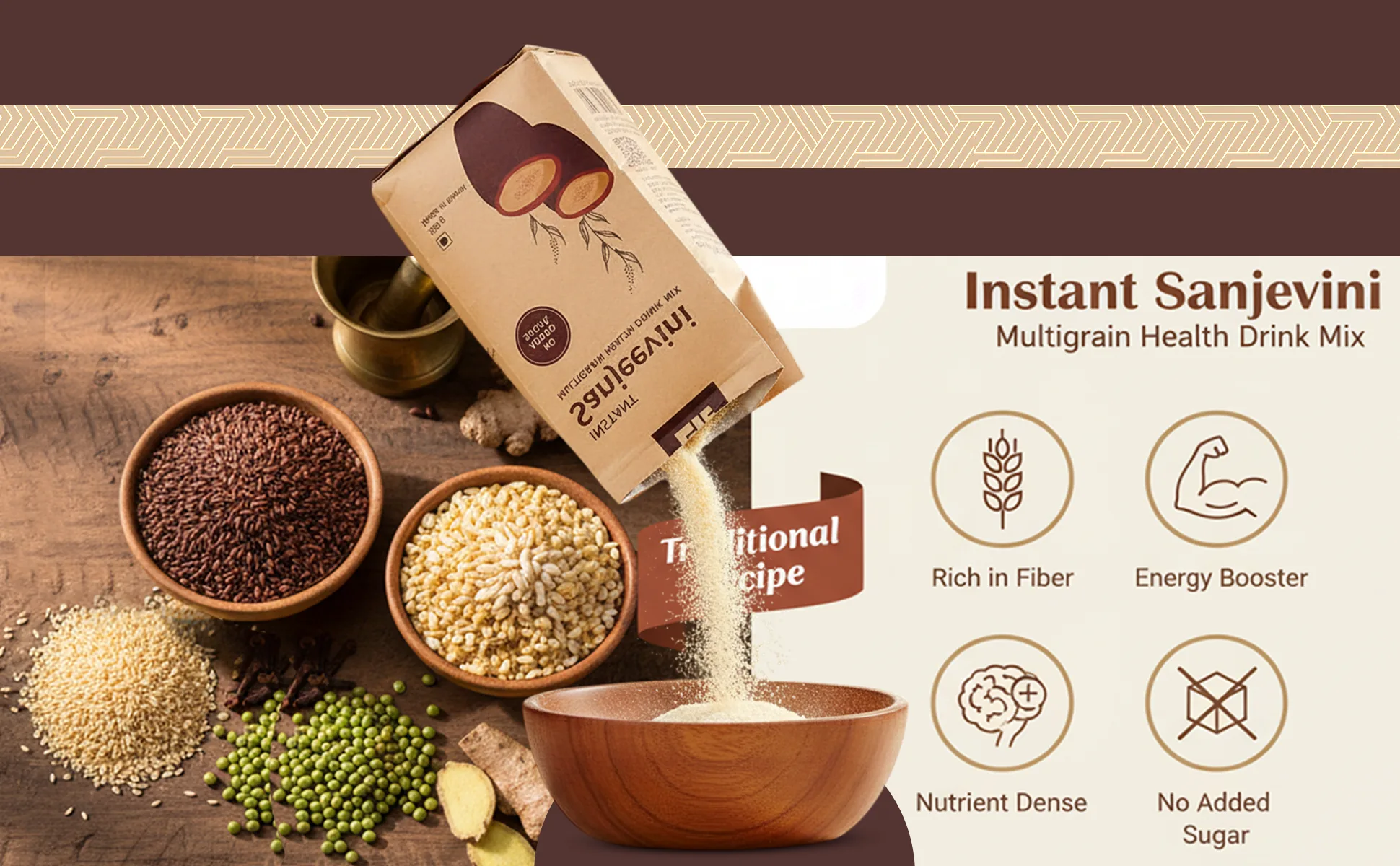 Isha Life Sanjeevini Multigrain Health Drink Mix | Traditional Millet Porridge | No Added Sugar-3
