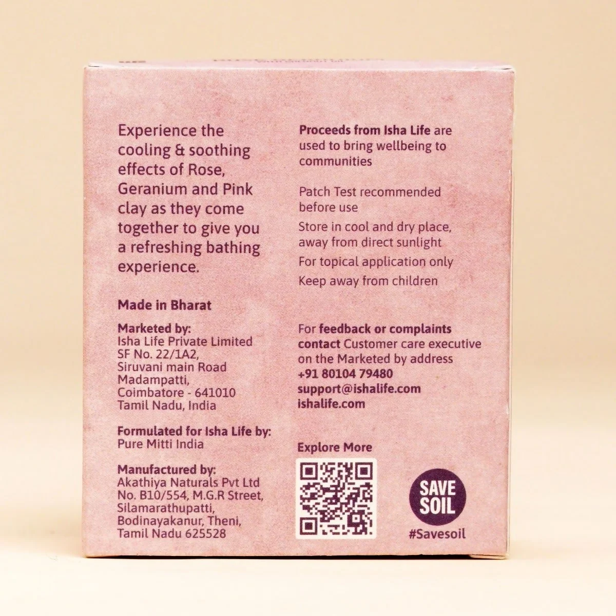 Isha Life Soothe Rose Geranium With Coconut Oil Handcrafted Soap | Cold-Process Bathing Bar | Natural Pink Clay & Shea Butter-6
