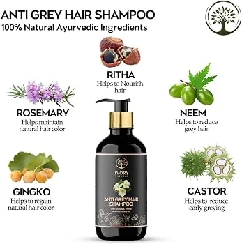 Ivory Natural Grey Hair Shampoo | Herbal Grey Coverage Cleanser | Revitalizing Hair Care with Amla and Brahmi-1