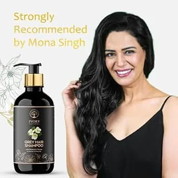 Ivory Natural Grey Hair Shampoo | Herbal Grey Coverage Cleanser | Revitalizing Hair Care with Amla and Brahmi-3