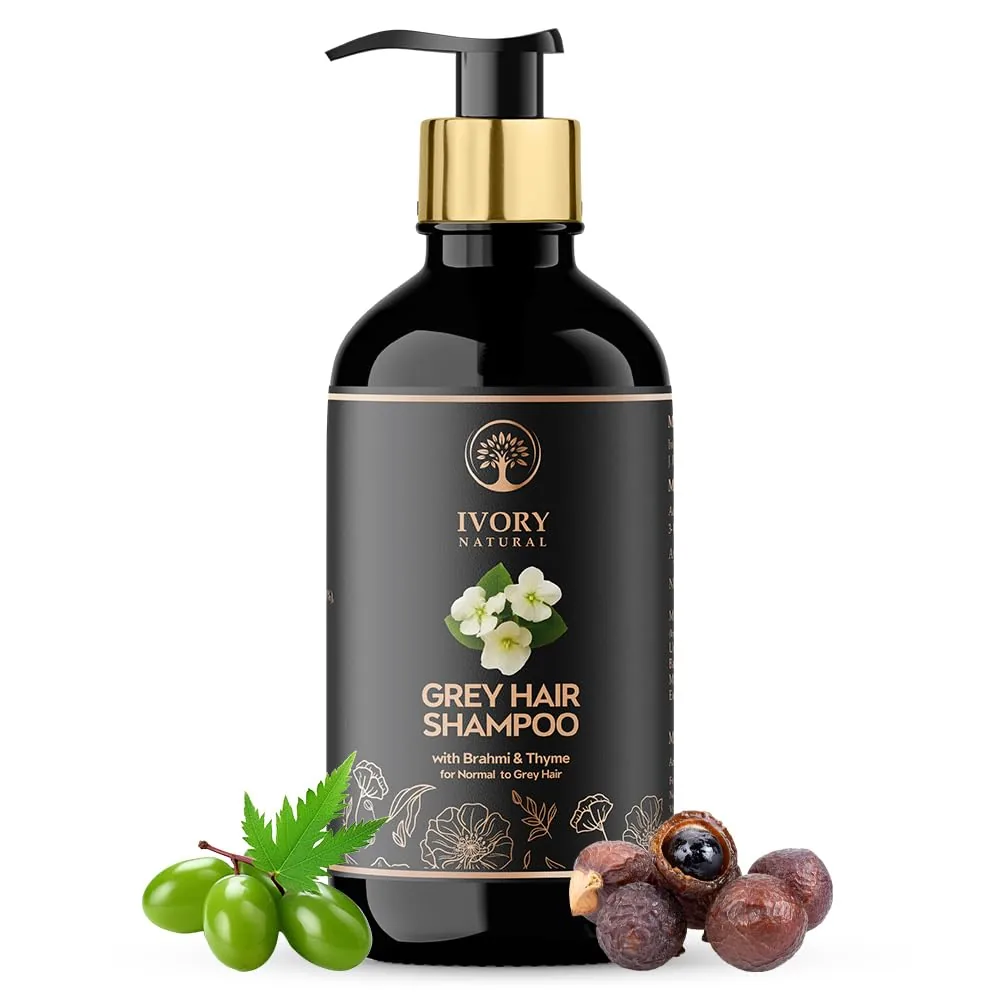 Ivory Natural Grey Hair Shampoo | Herbal Grey Coverage Cleanser | Revitalizing Hair Care with Amla and Brahmi-2