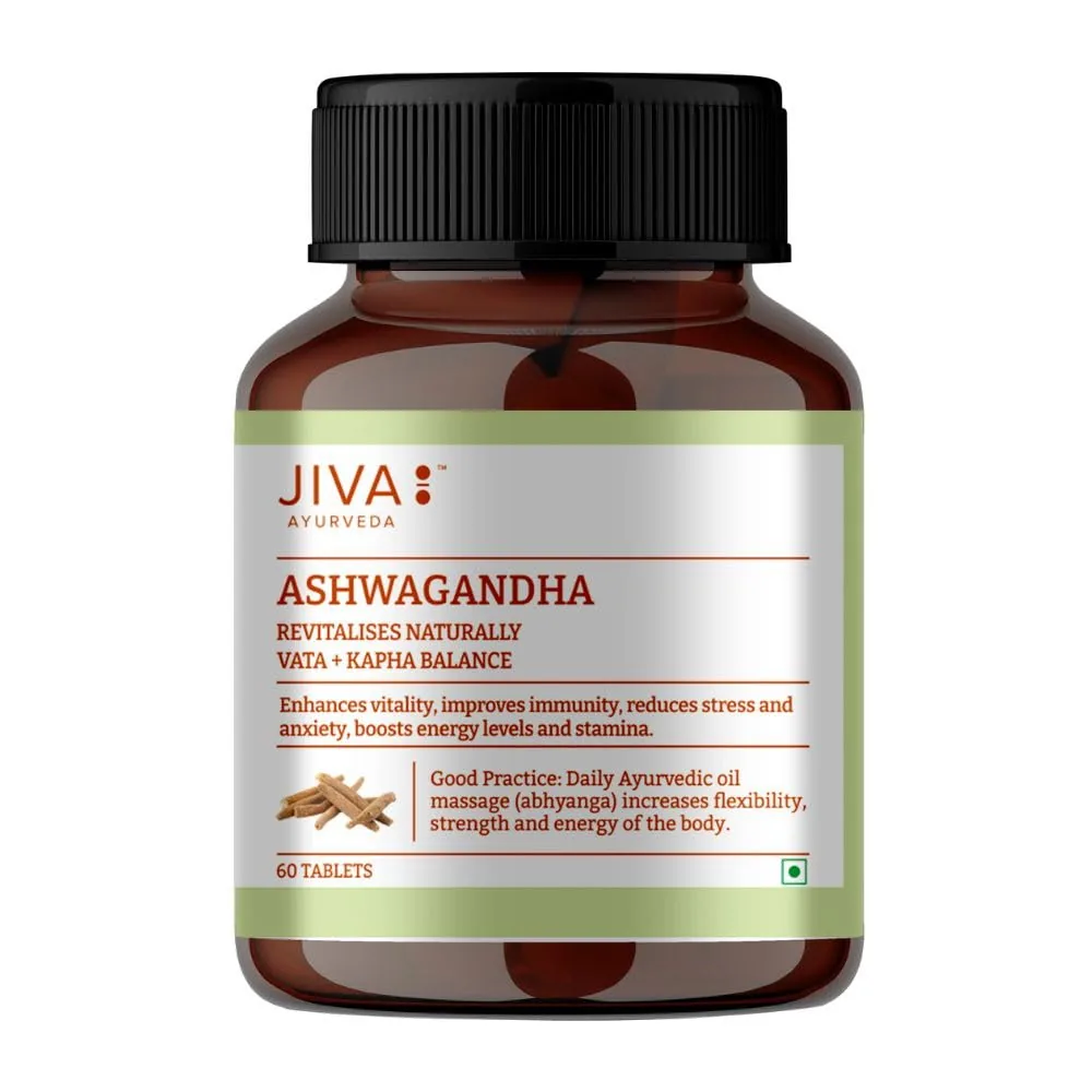 Jiva Ayurveda Ashwagandha Tablets | Pure Root Extract | Stress Relief & Vitality Support-1