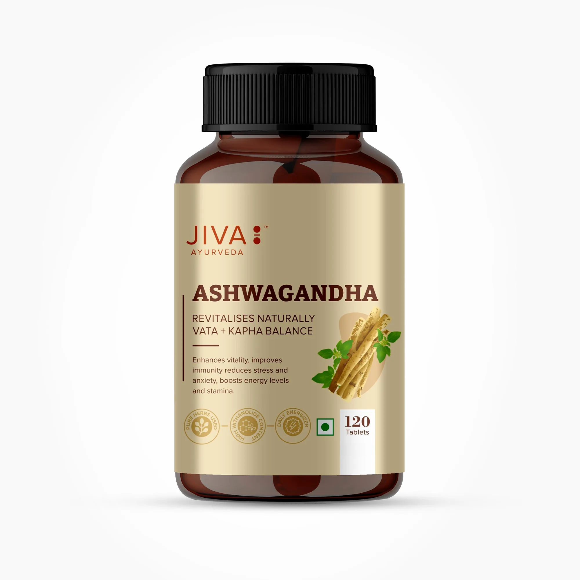 Jiva Ayurveda Ashwagandha Tablets | Pure Root Extract | Stress Relief & Vitality Support