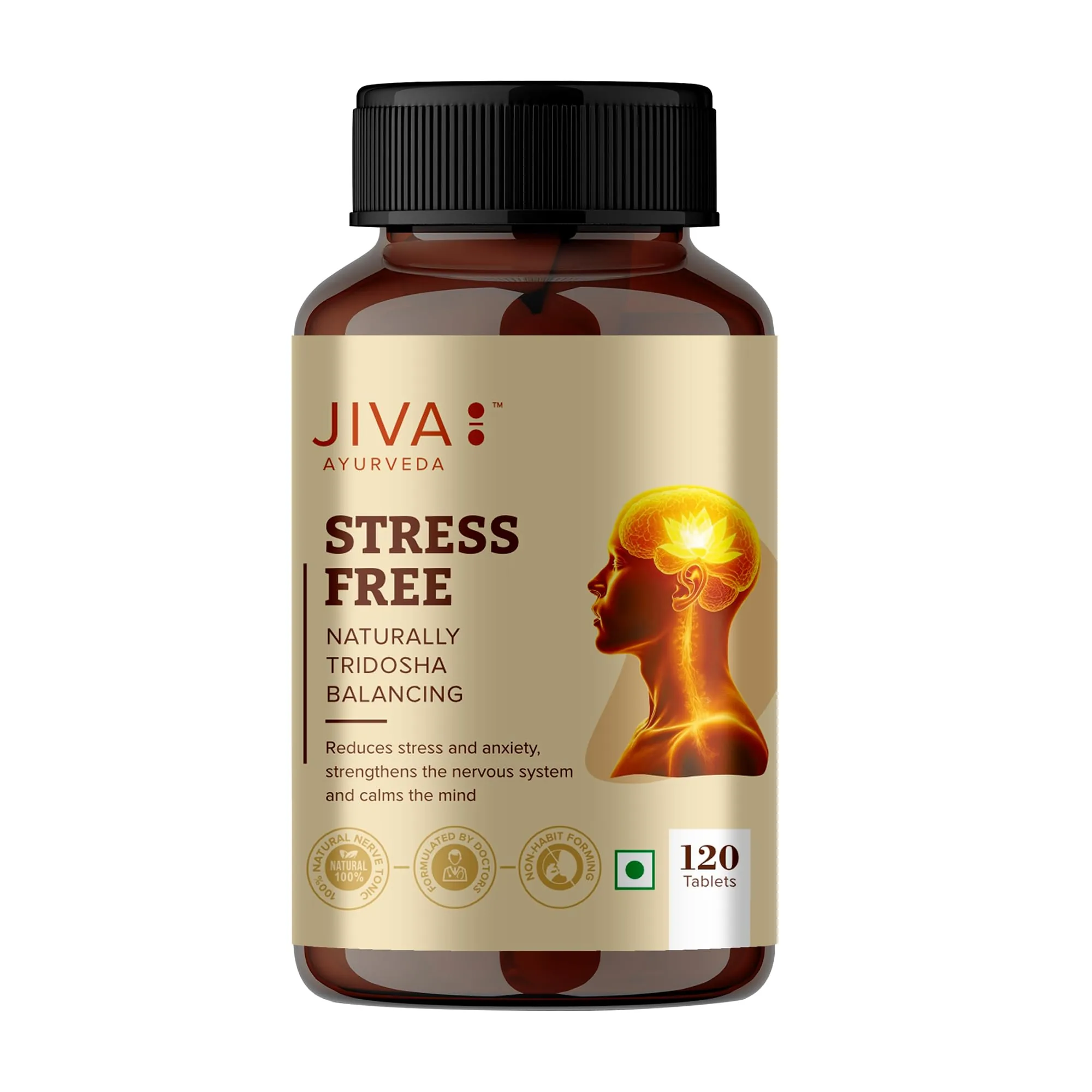 Jiva Ayurveda Stress-Free Tablets | Natural Herbal Formula | Calm Mind & Sleep Support-1