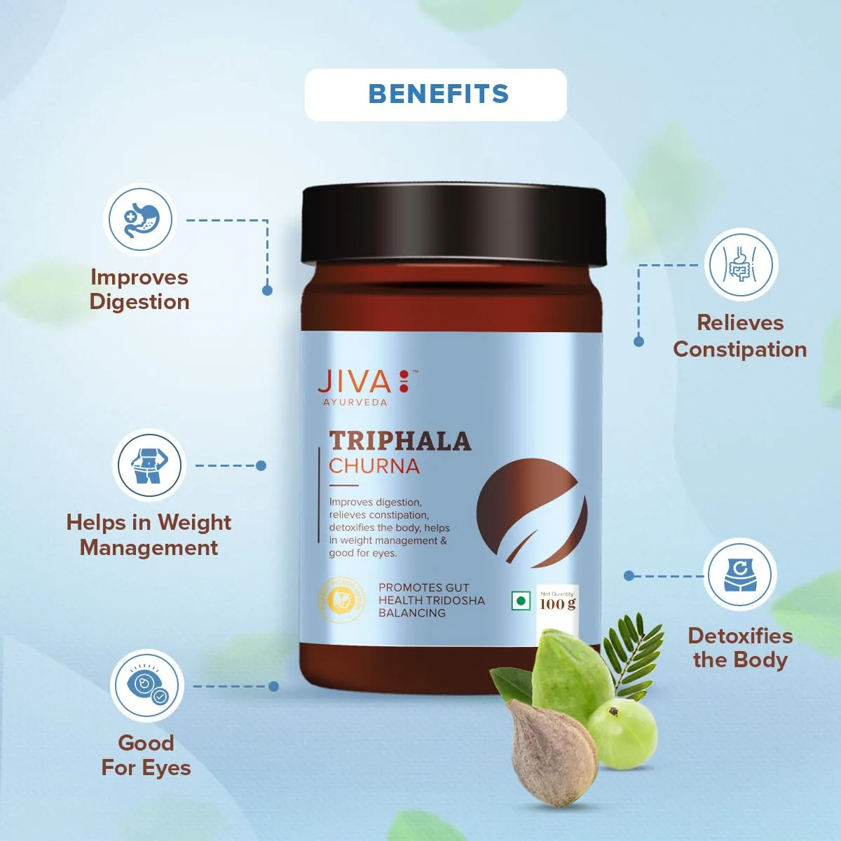 Jiva Ayurveda Triphala Churna | Ayurvedic Digestive Powder | Natural Detox & Dosha Balancer-6