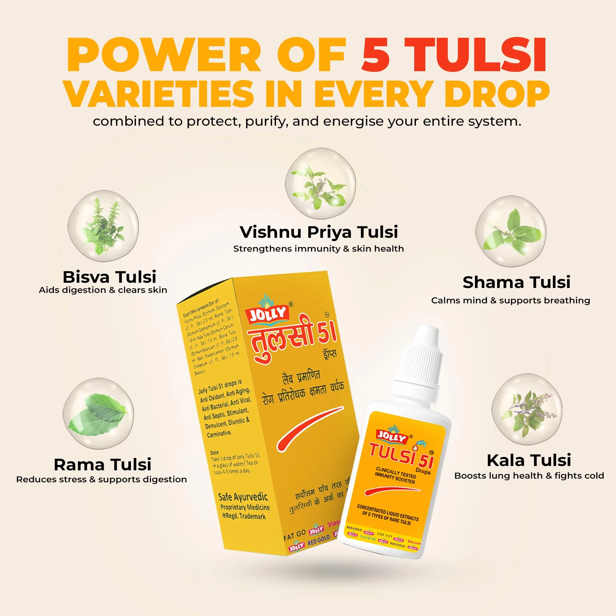 Jolly Tulsi 51 Immunity Booster Tulsi Drops | Liquid Herbal Extract | Natural Defense Support-3