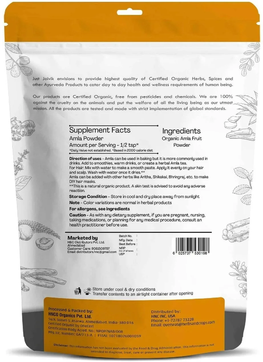 Just Jaivik Organic Amla Powder | Pure Indian Gooseberry | Hair & Immunity Support-2