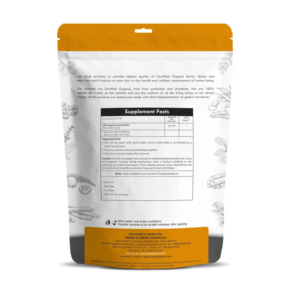 Just Jaivik Organic Arjuna Powder | Pure Terminalia Arjuna Bark | Traditional Ayurvedic Heart & Circulatory Support-2