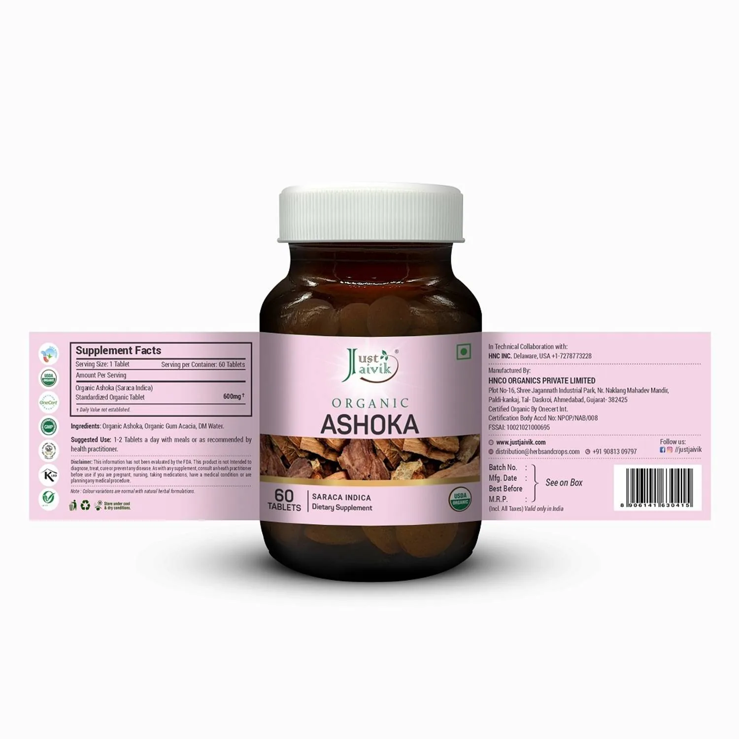 Just Jaivik Organic Ashoka Tablets | Ayurvedic Women's Wellness Supplement | Natural Hormonal Balance Support-3