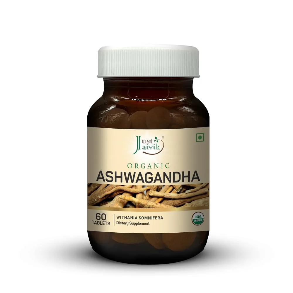 Just Jaivik Organic Ashwagandha Tablets | Natural Adaptogen Supplement | USDA Certified Organic Root Powder-2