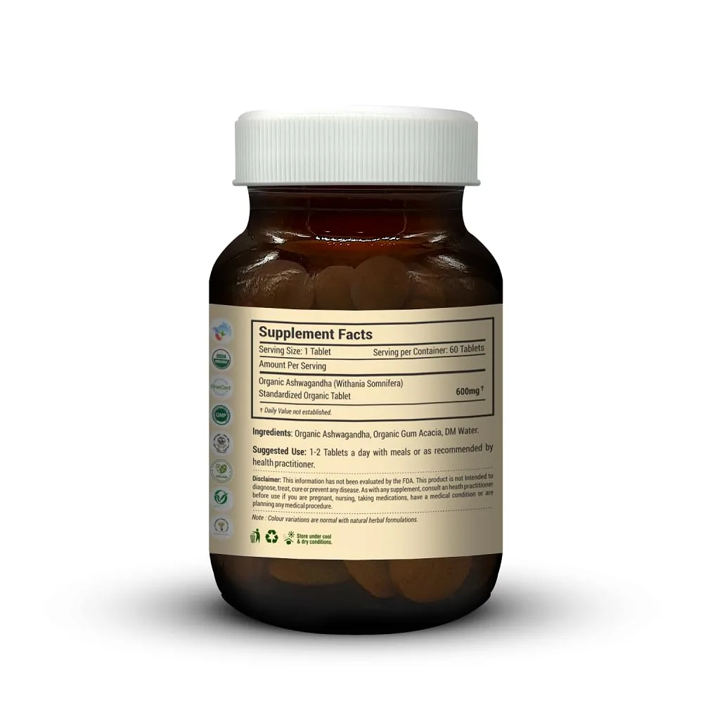 Just Jaivik Organic Ashwagandha Tablets | Natural Adaptogen Supplement | USDA Certified Organic Root Powder-3