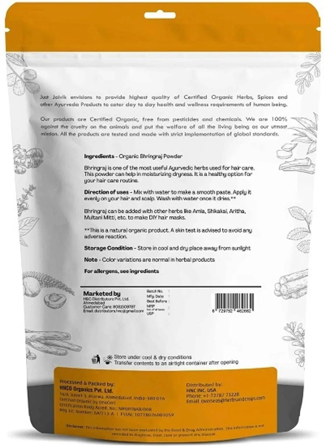Just Jaivik Organic Bhringraj Powder | Natural Hair Tonic | Pure Eclipta Alba for Scalp Nourishment-2