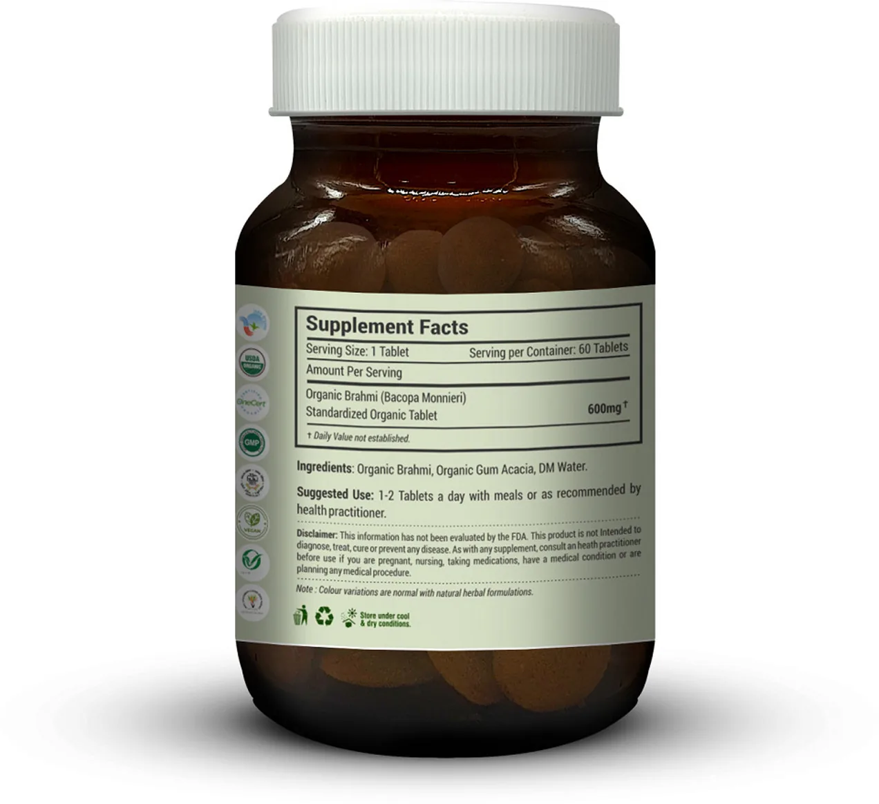 Just Jaivik Organic Brahmi Tablets | Ayurvedic Bacopa Monnieri | Natural Cognitive Support-3