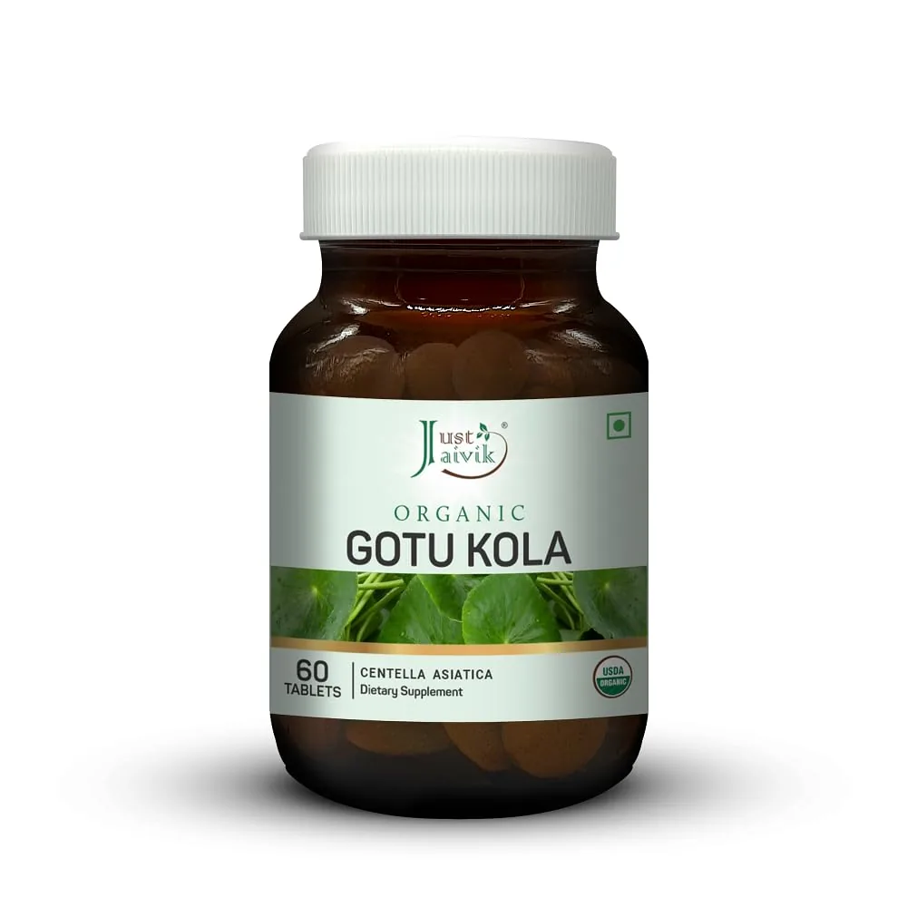 Just Jaivik Organic Gotu Kola Tablets | Ayurvedic Centella Asiatica | Brain Wellness & Cognitive Support-2