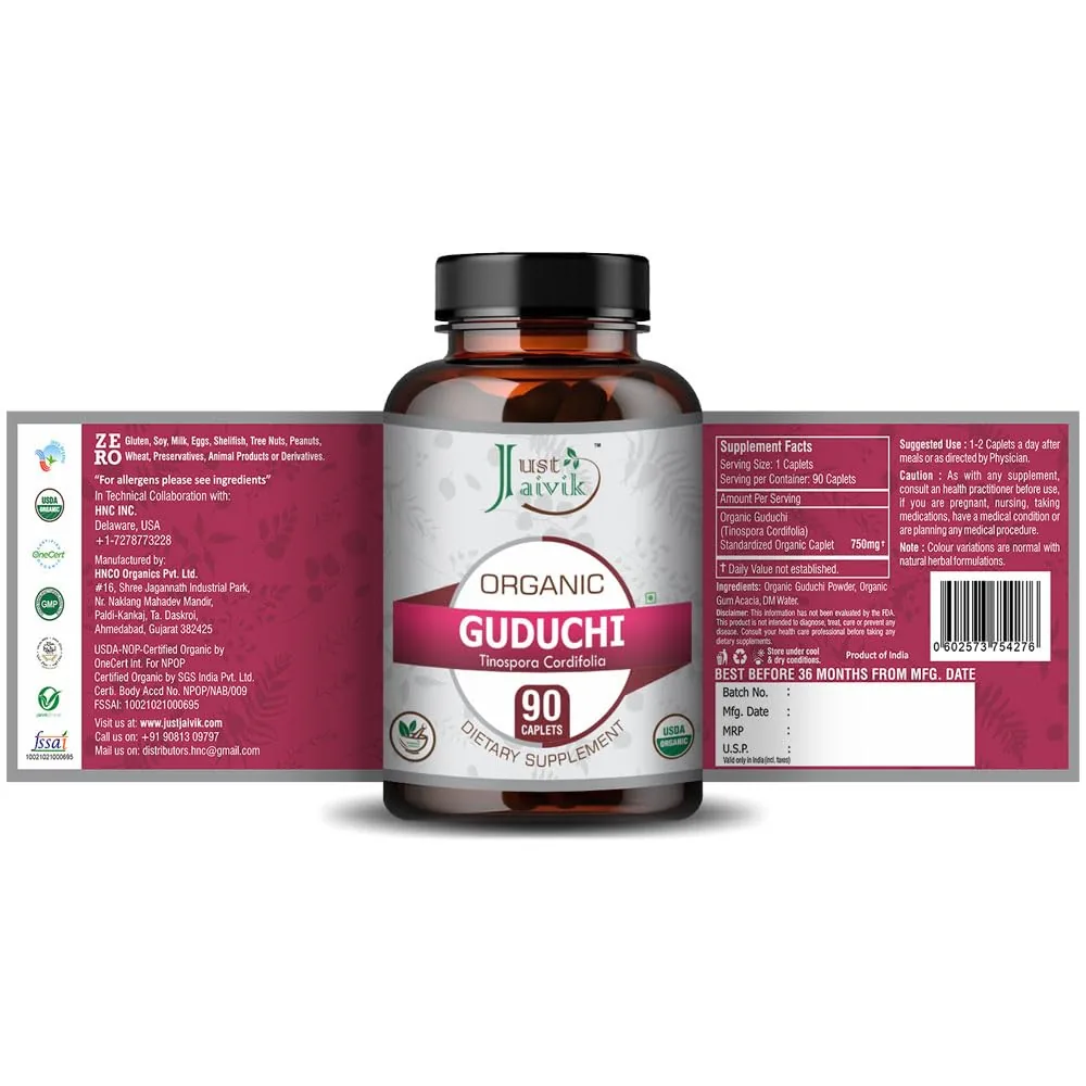 Just Jaivik Organic Guduchi Tablets | Ayurvedic Giloy Supplement | Immune Support & Vitality-3