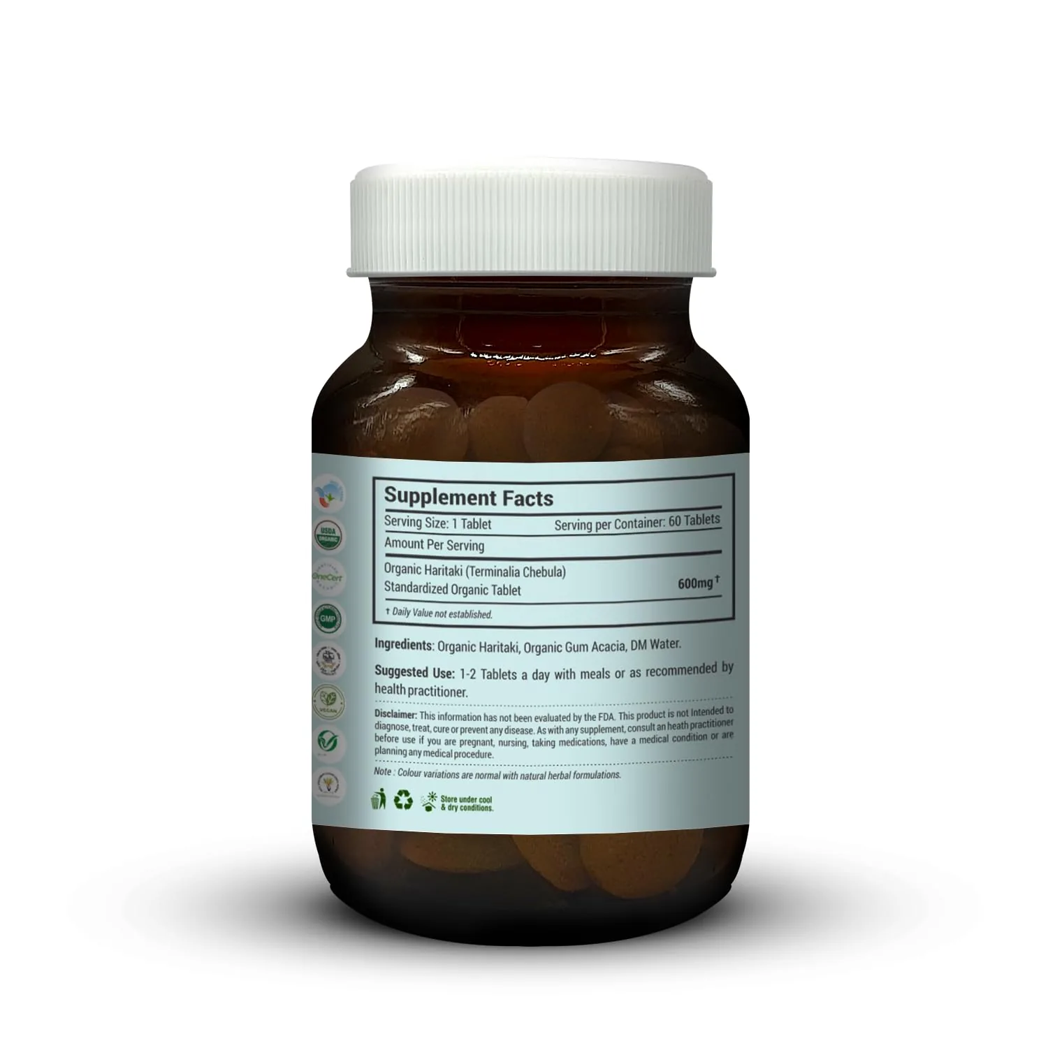 Just Jaivik Organic Haritaki Tablets | Ayurvedic Terminalia Chebula Caplets | Natural Detox & Vata Balance-3