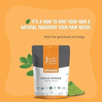 Just Jaivik Organic Indigo Powder | Natural Hair Dye | USDA Organic Certified Blue-Black Colorant-4