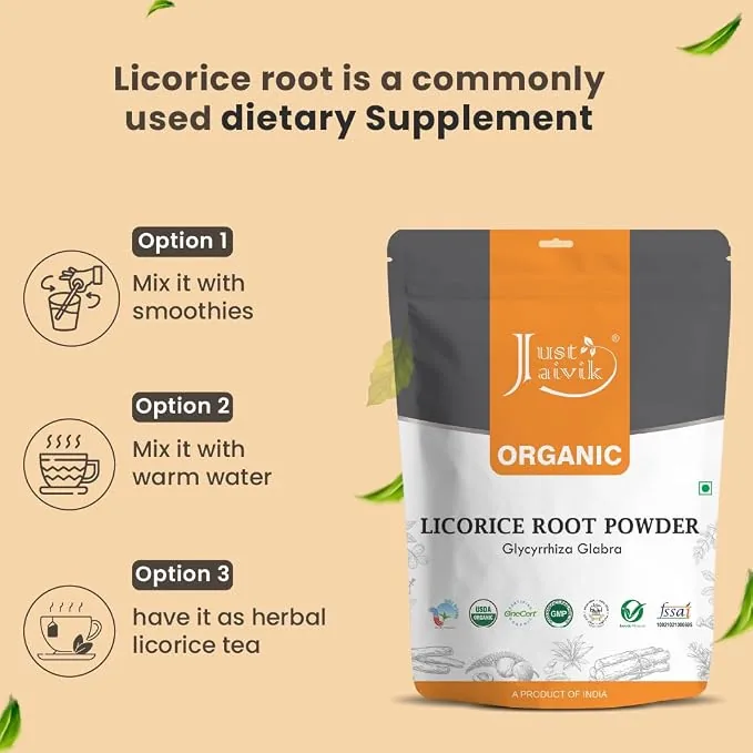 Just Jaivik Organic Licorice Root Powder | Pure Mulethi Yashtimadhu | Respiratory & Skin Wellness-4