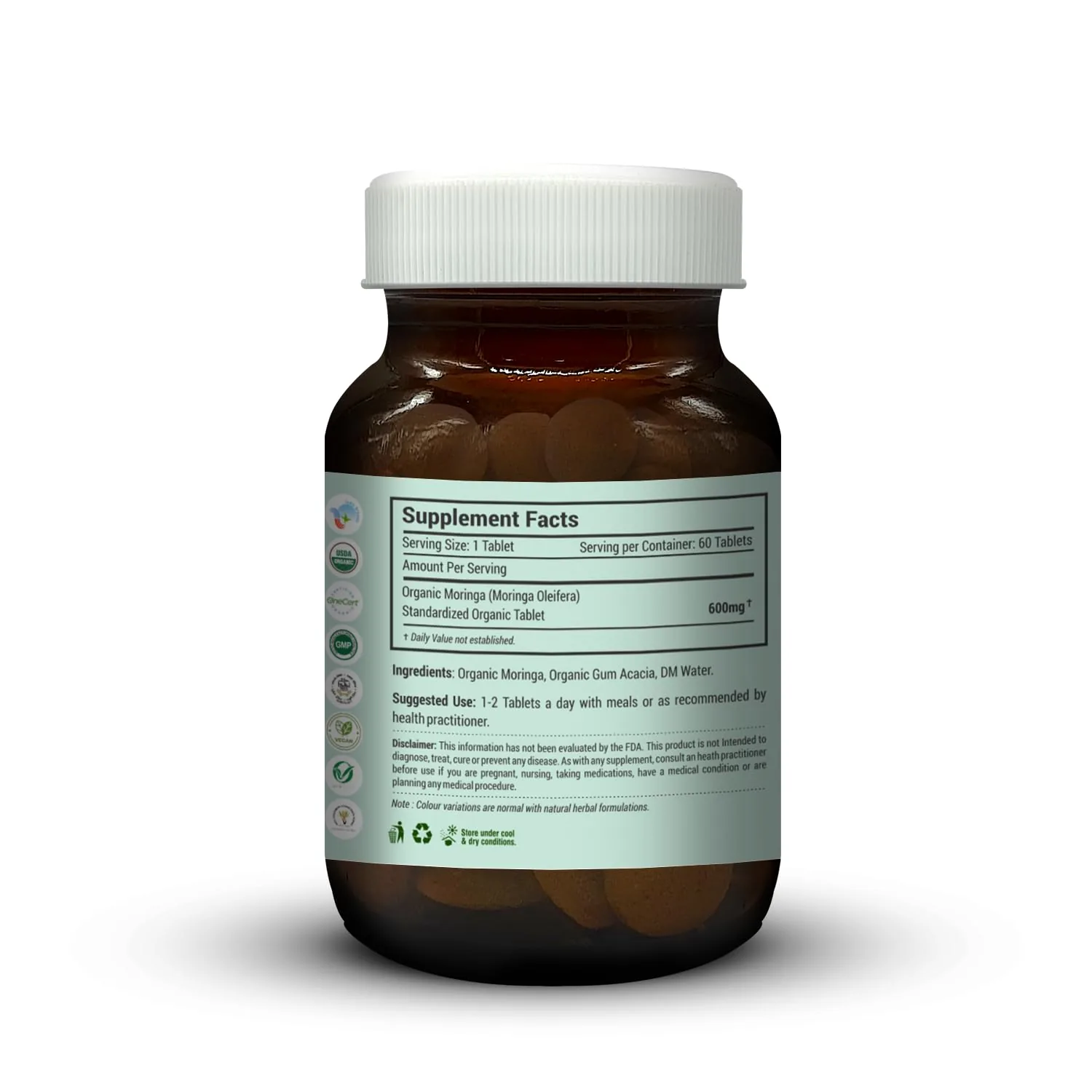 Just Jaivik Organic Moringa Tablets | Certified Organic Green Superfood | Natural Multivitamin Supplement-2