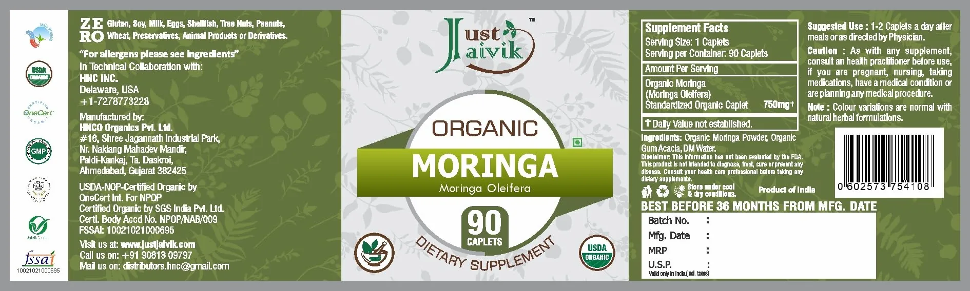 Just Jaivik Organic Moringa Tablets | Certified Organic Green Superfood | Natural Multivitamin Supplement-3