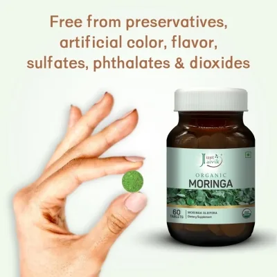 Just Jaivik Organic Moringa Tablets | Certified Organic Green Superfood | Natural Multivitamin Supplement-4