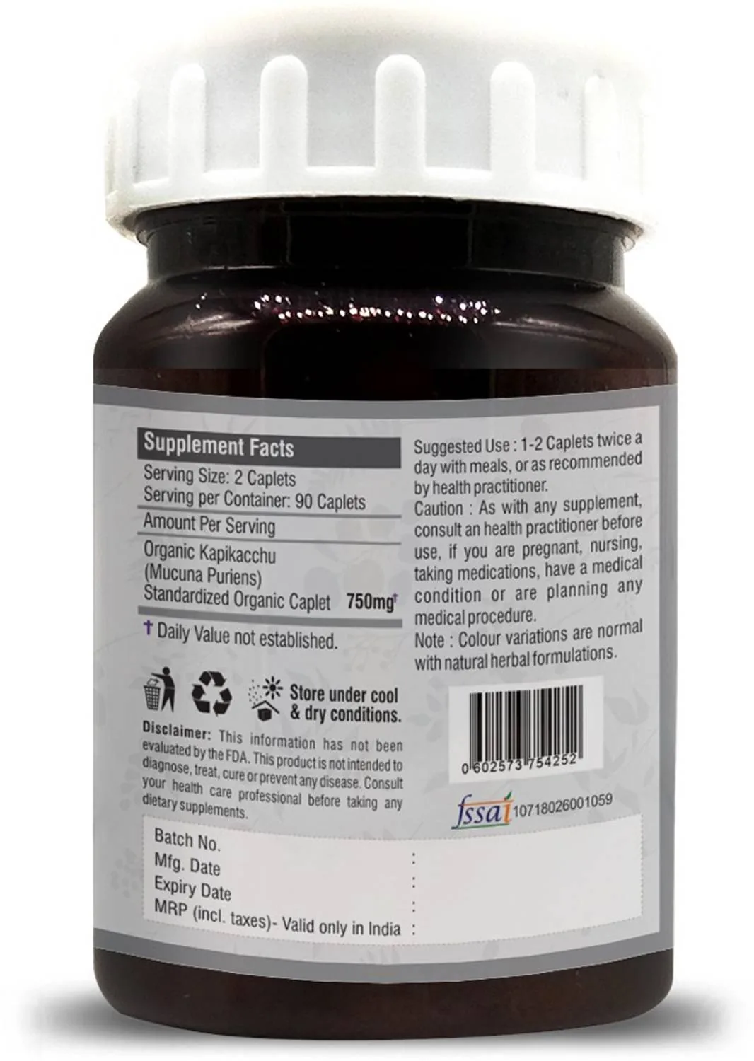 Just Jaivik Organic Mucuna / Kapikacchu Tablets | Ayurvedic Nervine Tonic | Natural L-DOPA Supplement-2