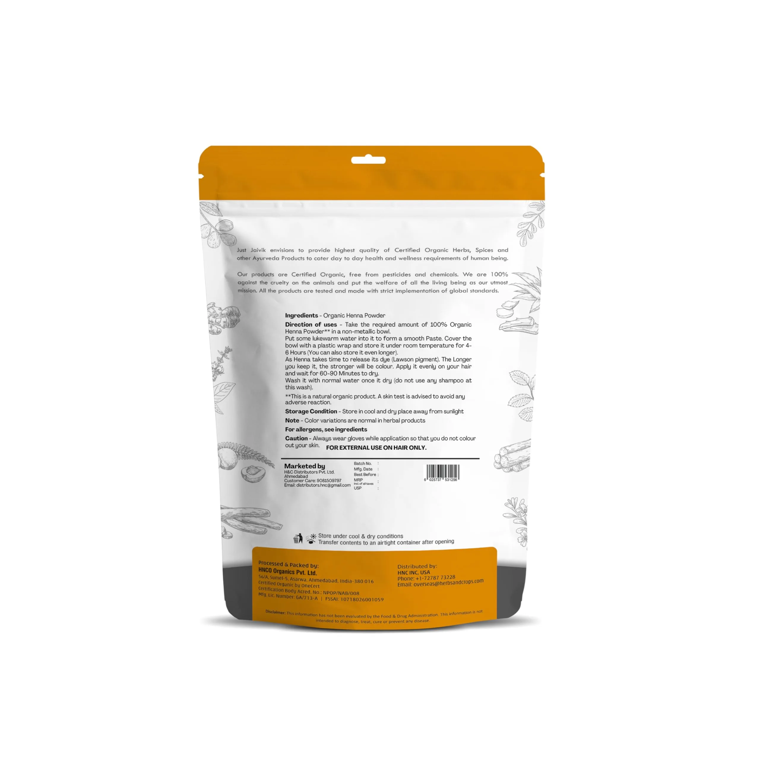 Just Jaivik Organic Neutral Henna Powder | Chemical-Free Cassia Obovata | Natural Hair Conditioner & Scalp Cleanser-2
