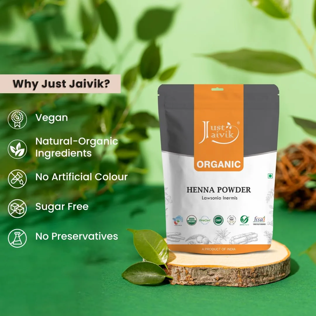 Just Jaivik Organic Neutral Henna Powder | Chemical-Free Cassia Obovata | Natural Hair Conditioner & Scalp Cleanser-6