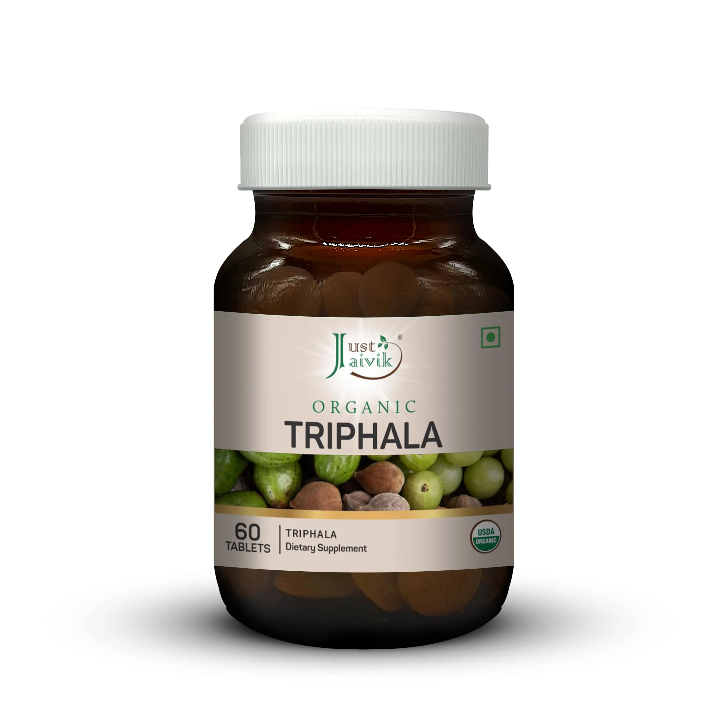 Just Jaivik Organic Triphala Tablets | Ayurvedic Digestive Support | Certified Organic Three-Fruit Formula-2