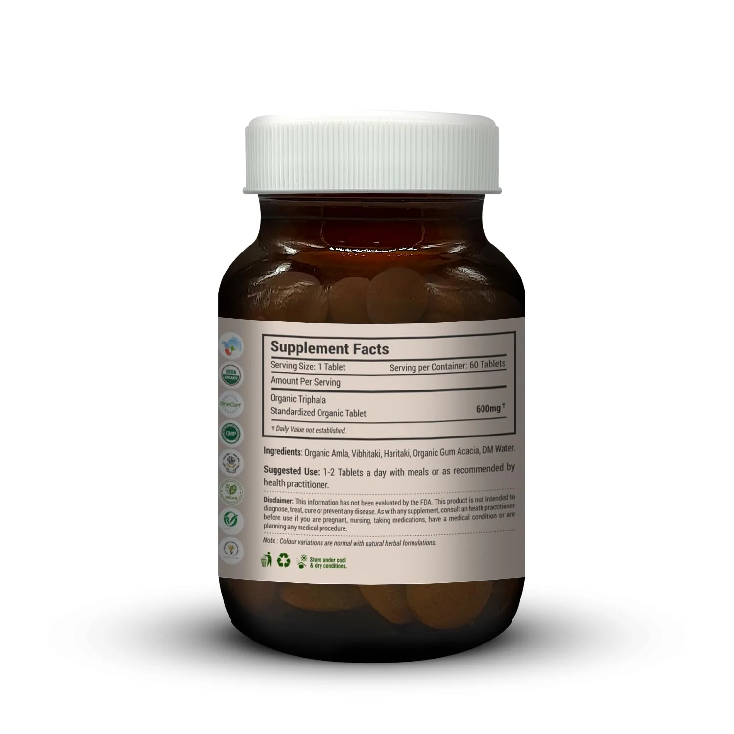 Just Jaivik Organic Triphala Tablets | Ayurvedic Digestive Support | Certified Organic Three-Fruit Formula-3