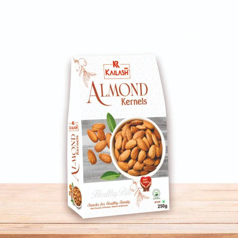 Kailash Sweets & Snacks Almond Kernels | Raw Whole Badam | Premium Gujarat Dry Fruits 250 gm