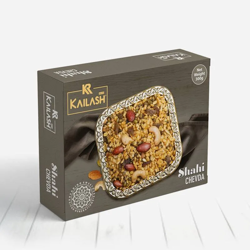 Kailash Sweets & Snacks Shahi Chevda | Authentic Gujarati Namkeen | Dry Fruit Crispy Mixture 300 gm
