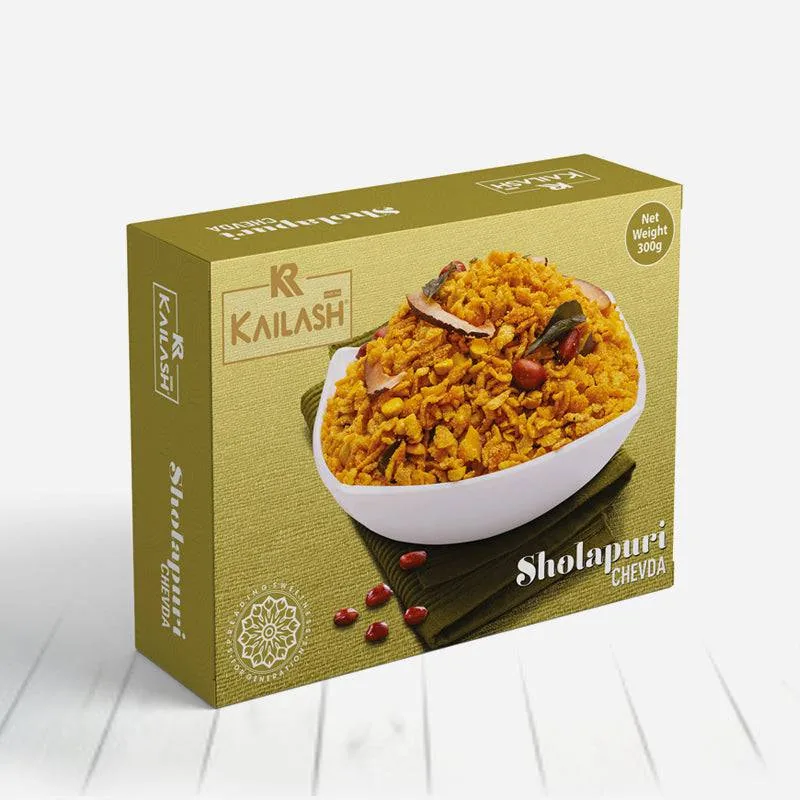 Kailash Sweets & Snacks Sholapuri Chevda | Crunchy Namkeen | Sweet & Spicy Rice Flakes Mix 300 gm
