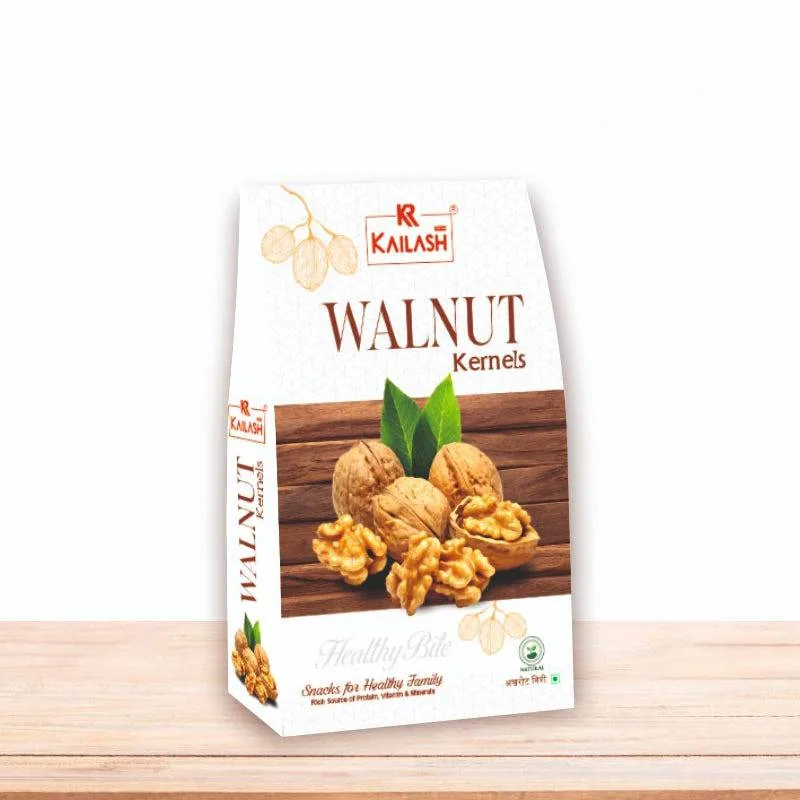 Kailash Sweets & Snacks Walnut Kernels | Handpicked Indian Akhrot | Crisp & Whole 250 gm