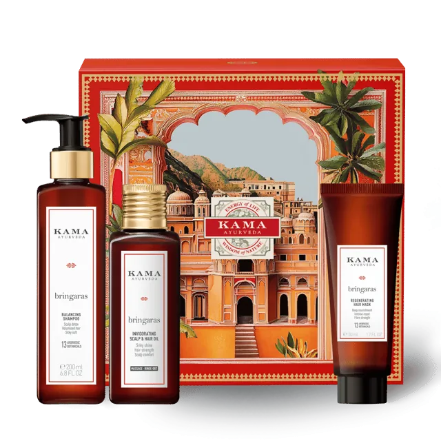 Kama Ayurveda Bringaras Regenerating Hair-Oiling Ritual Kit | Complete Ayurvedic Hair Care System | Restores Strength and Shine-1