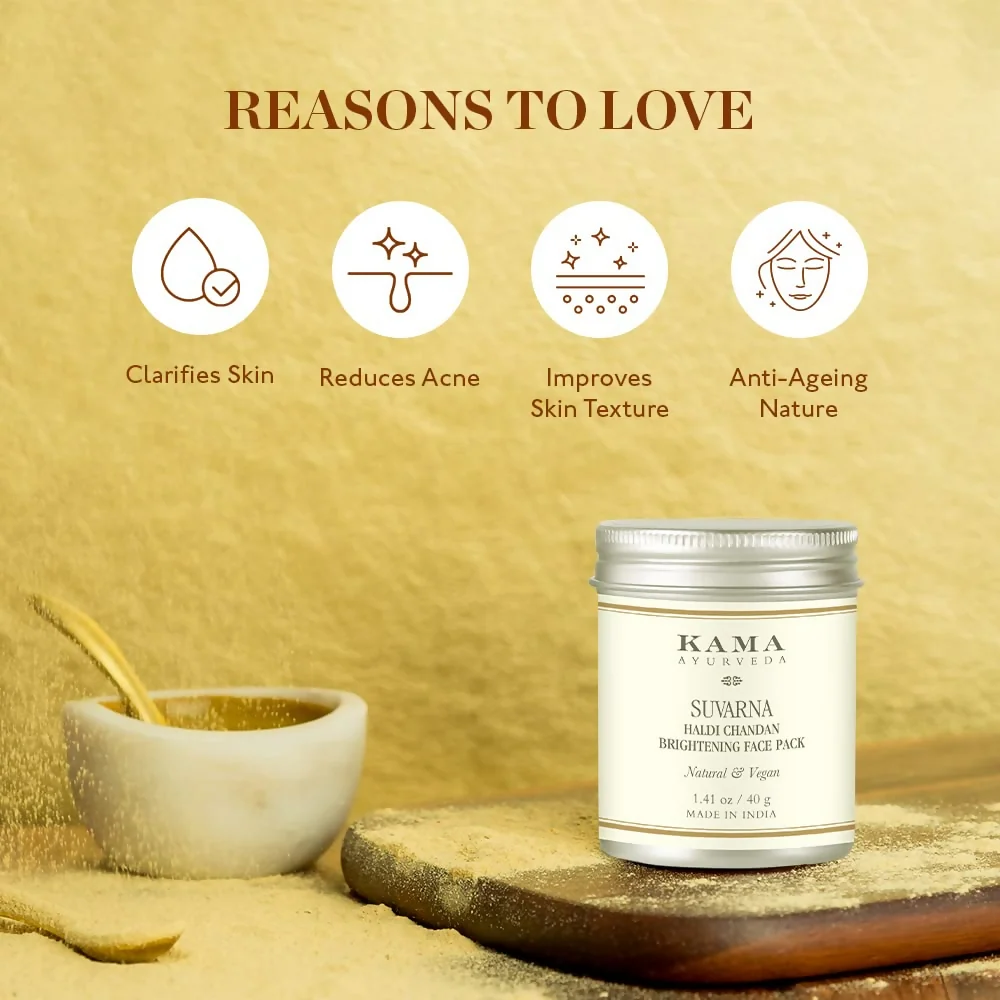 Kama Ayurveda Suvarna Haldi Chandan Brightening Face Pack | Natural Skin Illuminating Powder | Clarifying Turmeric and Sandalwood Treatment-4