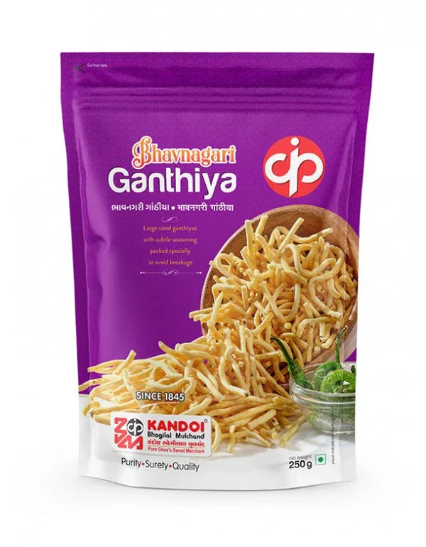Kandoi Bhogilal Mulchand Bhavnagri Ghanthiya | Authentic Gujarati Besan Sev | Crisp Tea-Time Namkeen 250 gm
