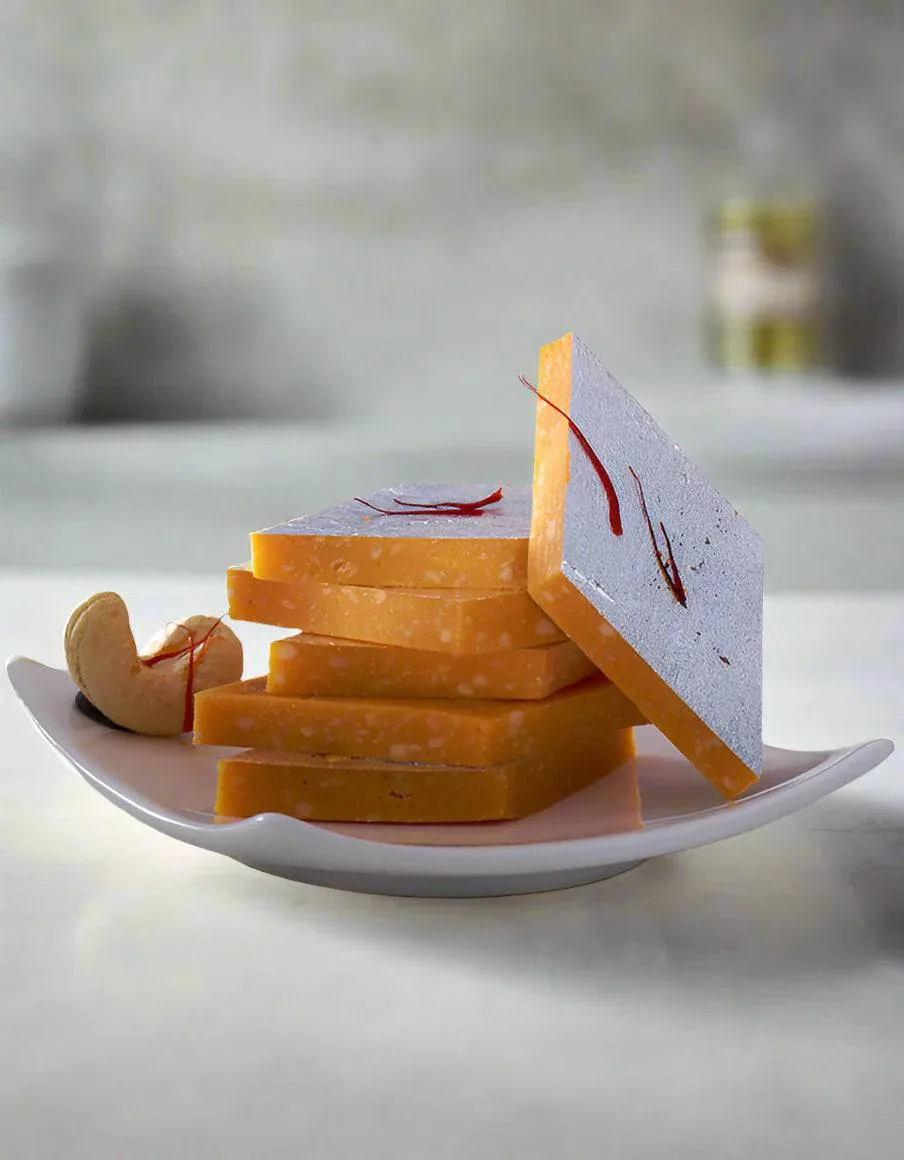 Kandoi Bhogilal Mulchand Kesar Kaju Katri | Saffron Cashew Fudge Sweet | Traditional Gujarati Mithai