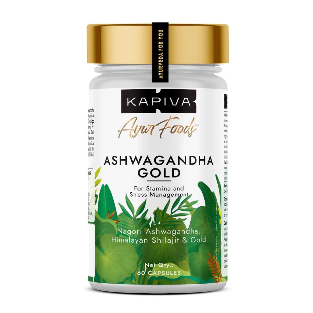 Kapiva Ayurveda Ashwagandha Gold Capsules | Stress Management & Stamina Supplement | With 24K Gold & Shilajit