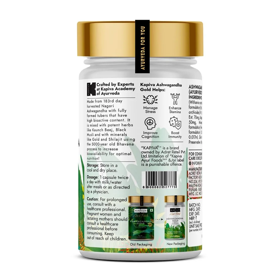 Kapiva Ayurveda Ashwagandha Gold Capsules | Stress Management & Stamina Supplement | With 24K Gold & Shilajit-4