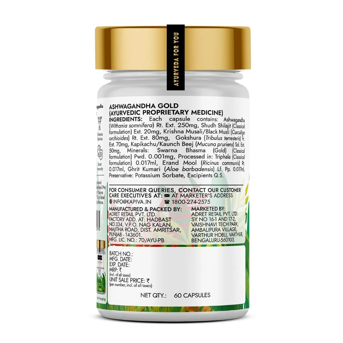 Kapiva Ayurveda Ashwagandha Gold Capsules | Stress Management & Stamina Supplement | With 24K Gold & Shilajit-5