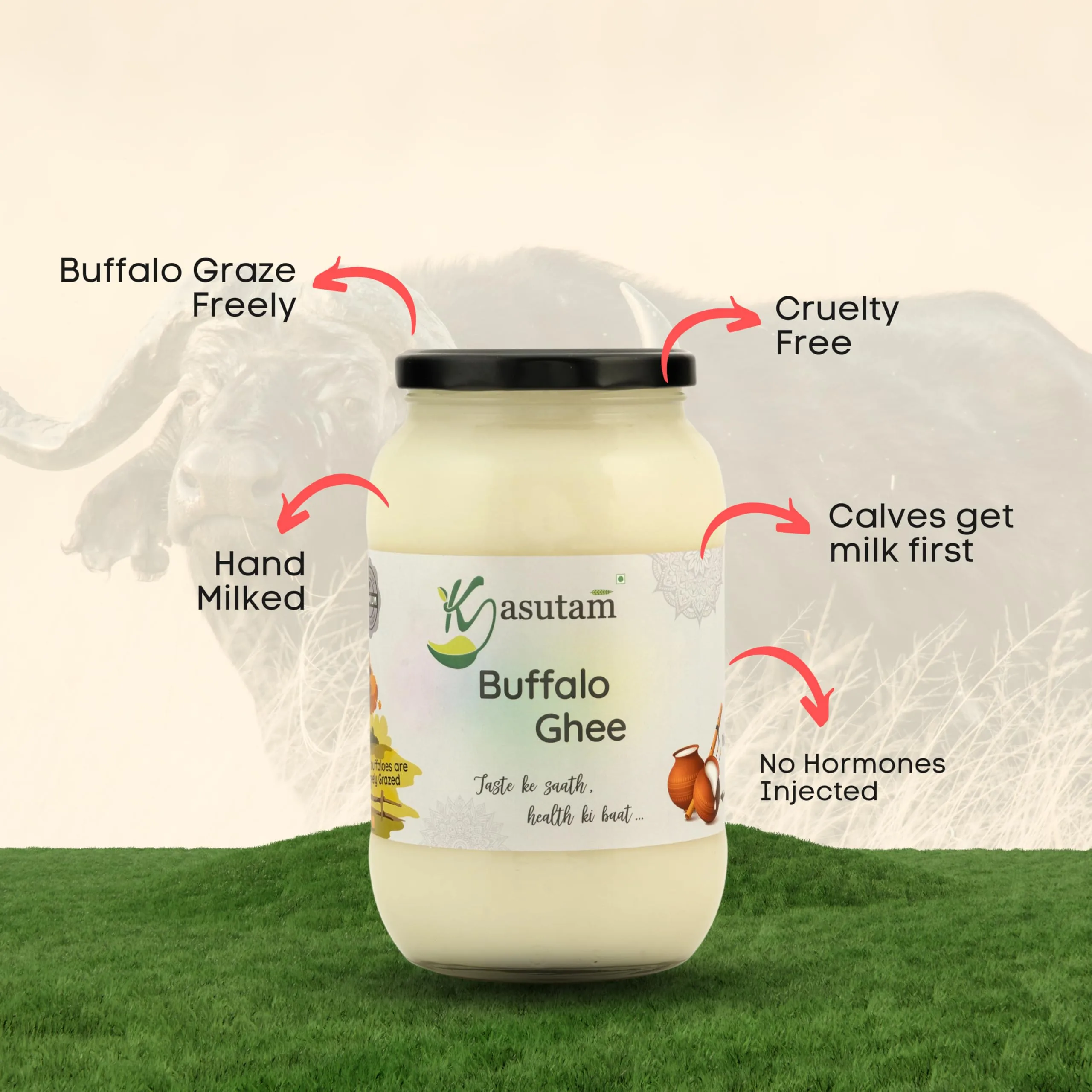 Kasutam A2 Desi Cow Bilona Ghee | Traditional Cultured Clarified Butter | Pure Rathi Cow A2 Milk-3