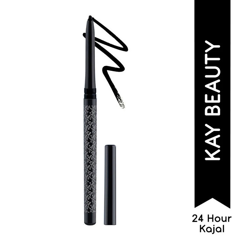 Kay Beauty Waterproof 24 Hour Kajal - Spade Black | Smudgeproof Kohl Pencil | Intense Matte Finish-2