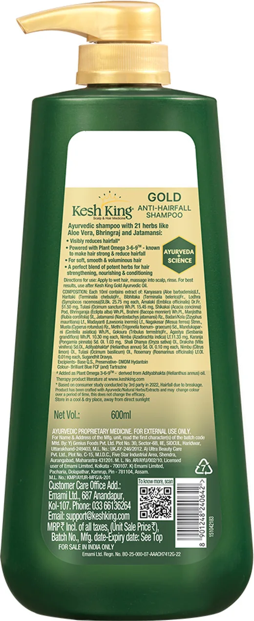 Kesh King Ayurvedic Gold Anti Hairfall Shampoo | Herbal Scalp Care | Hair Fall Control Formula-2