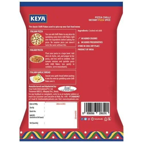Keya Italian Pizza Chilli back side package - 10 gm